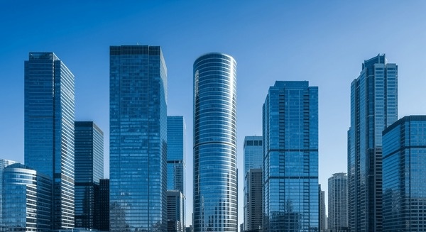 Professional financial district skyline